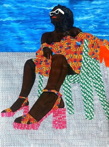 Painting titled "Kente heels" by Erica Adjei, Original Artwork, Acrylic