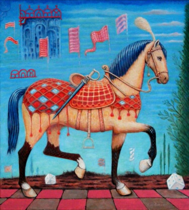 Schilderij getiteld "Klacz w błękitach" door Bohdan Wincenty Łoboda, Origineel Kunstwerk, Acryl