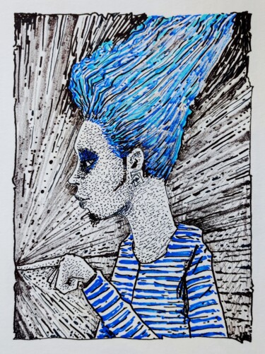 Disegno intitolato "Madhouse 91 - 19" da Milto Sideris, Opera d'arte originale, Inchiostro