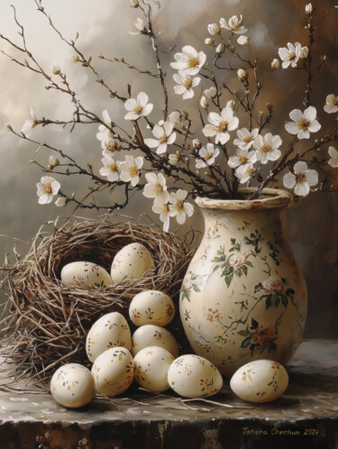 Painting titled "Delicate patterns o…" by Tatjana Cechun, Original Artwork, Oil