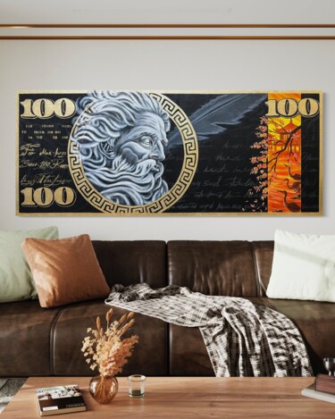 Peinture intitulée "“Golden Zeus $100 “" par Recep Çetinkaya, Œuvre d'art originale, Acrylique