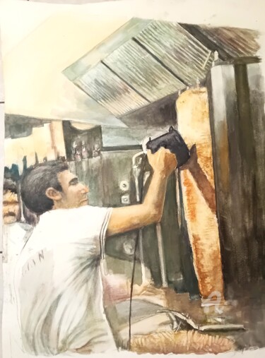 绘画 标题为“kebab” 由Khaled Guemroud, 原创艺术品, 水彩
