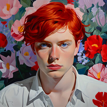 数字艺术 标题为“Portrait Red Haired…” 由Marco Victorino, 原创艺术品, AI生成的图像