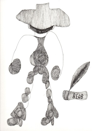 Drawing titled "Beob" by Victoria Fadhila Abessi, Original Artwork, Ink