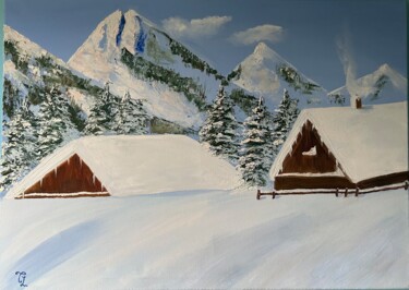 Painting titled "Journée d’hiver dan…" by Tatiana Lashchenkova, Original Artwork, Oil Mounted on Wood Stretcher frame