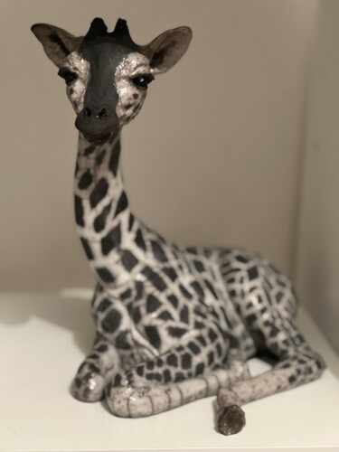 Sculpture intitulée "ZARAFAH girafon" par Ross Sculpture, Œuvre d'art originale, Terre cuite