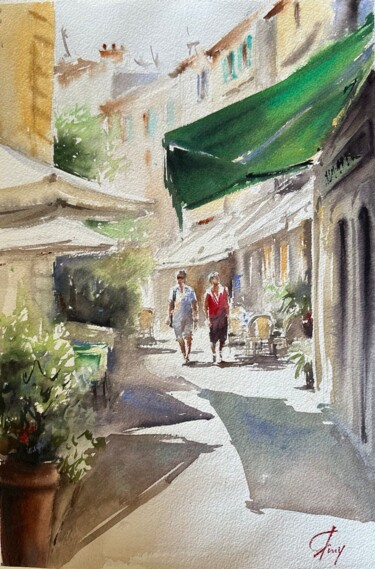 绘画 标题为“La Promenade” 由Yana Zulpukharov, 原创艺术品, 水彩 安装在木板上