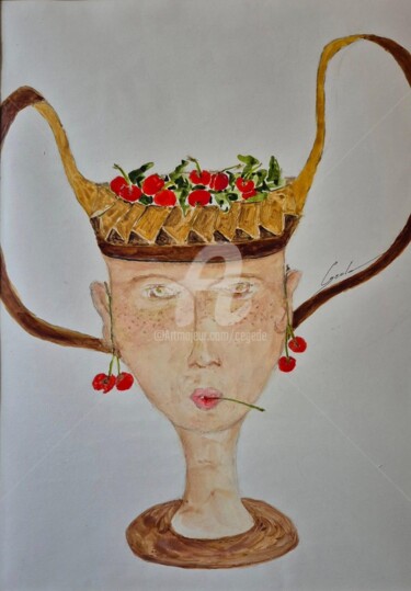 Peinture intitulée "Le temps des cerises" par Cegede, Œuvre d'art originale, Acrylique