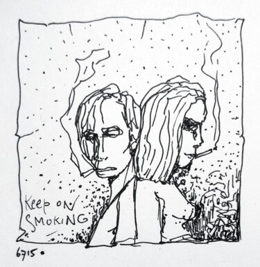 Pink Graffitisketches - 63 / Keep on smoking Dessin intitulée "Pink Graffitisketch…" par Milto Sideris, Œuvre d'art originale, Encre
