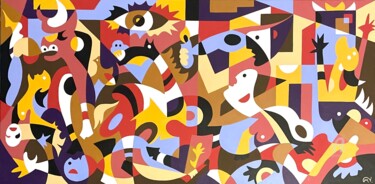 绘画 标题为“GUERNICA REBORN I” 由Maguy Vaz (50nuancesdemarguerite), 原创艺术品, 丙烯 安装在木质担架架上