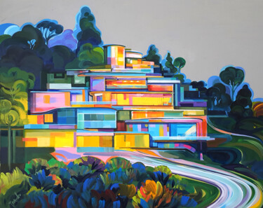 Pintura intitulada "The House of Light" por Trayko Popov, Obras de arte originais, Acrílico Montado em Armação em madeira