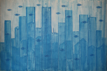Fish - Eye in the City Painting titled "Fish - Eye in the C…" by Denis Kuvayev, Original Artwork, Acrylic