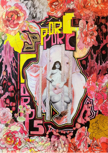 拼贴 标题为“Porcs à corps” 由Marion Revoyre, 原创艺术品, 拼贴