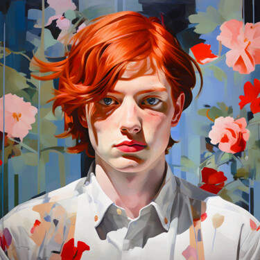 数字艺术 标题为“Portrait Red Haired…” 由Marco Victorino, 原创艺术品, AI生成的图像