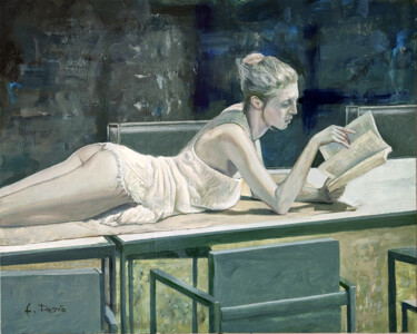 "La lettrice" başlıklı Tablo Francesco Dezio tarafından, Orijinal sanat, Petrol