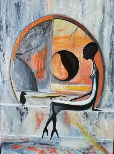 Malerei mit dem Titel ""The Lady Spleen ".…" von Iolanda Pasquali, Original-Kunstwerk, Öl Auf Keilrahmen aus Holz montiert