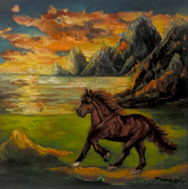 Peinture intitulée "Cheval" par Lola Jumaeva Novikova, Œuvre d'art originale, Huile