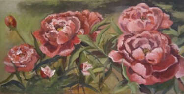 Peinture intitulée "Peony Dawn" par Anna Parhimovits, Œuvre d'art originale, Acrylique