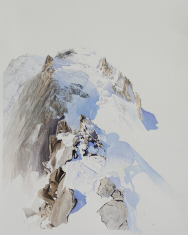 Chemin de crête n°3: Pointe Lachenal, Mont Blanc du Tacul Painting titled "Chemin de crête n°3…" by Aube Entraille, Original Artwork, Watercolor