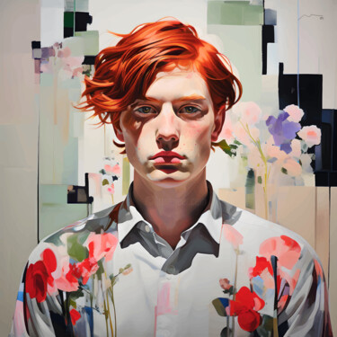数字艺术 标题为“Portrait Red Haired…” 由Marco Victorino, 原创艺术品, AI生成的图像