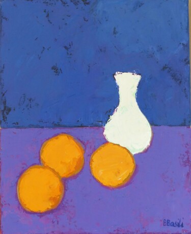 Peinture intitulée "Trois oranges" par Bénédicte Basili, Œuvre d'art originale, Huile Monté sur Châssis en bois