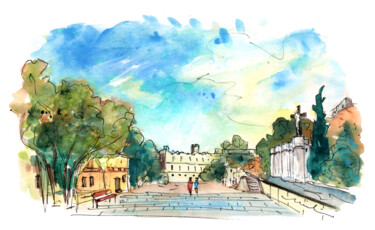 绘画 标题为“Avignon View 07” 由Miki De Goodaboom, 原创艺术品, 水粉