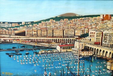 Malarstwo zatytułowany „Le Port d'Alger en…” autorstwa Jean-Louis Martinez, Oryginalna praca, Olej Zamontowany na Drewniana…