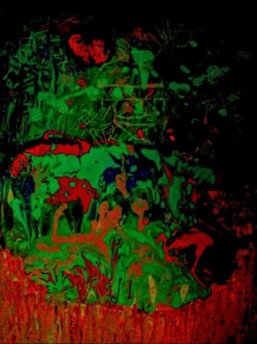 Peinture intitulée "Cerises intergalact…" par Saskia Hartog (Femme Caméléon), Œuvre d'art originale, Acrylique Monté sur Pan…