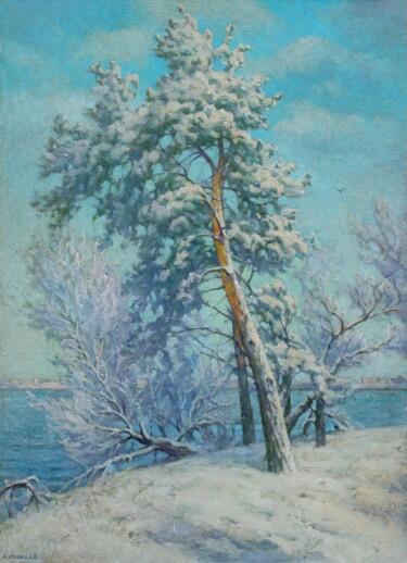 绘画 标题为“Зимний день. Монаст…” 由Александр Кусенко, 原创艺术品, 油
