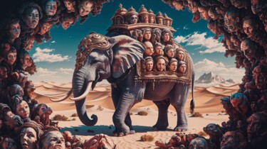 Arts numériques intitulée "The Skull Elephant" par Modane, Œuvre d'art originale, Image générée par l'IA