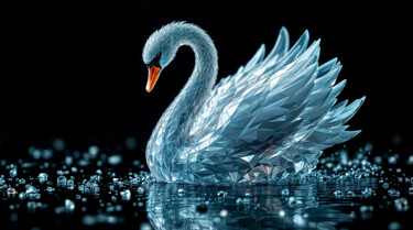 Arts numériques intitulée "Le cygne" par Cyril Comtat, Œuvre d'art originale, Image générée par l'IA