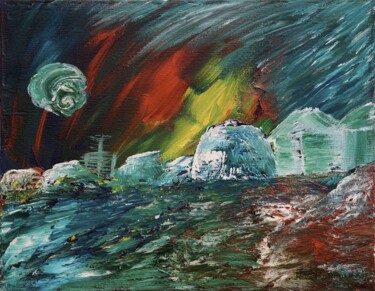 Картина под названием "Stormy Night" - Rodolfo V Ortiz, Подлинное произведение искусства, Масло Установлен на Деревянная пан…