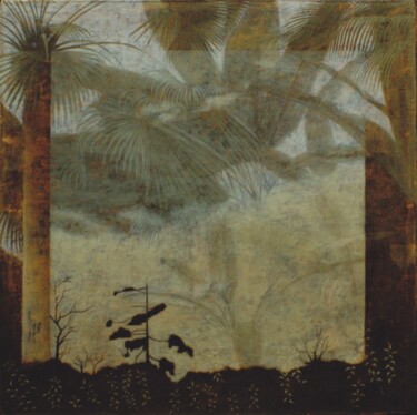 Painting titled "Jardin des plantes…" by Françoise Menard, Original Artwork, Oil Mounted on Wood Stretcher frame