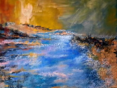 Peinture intitulée "La lagune" par Christian Duc, Œuvre d'art originale, Pastel Monté sur Panneau de bois
