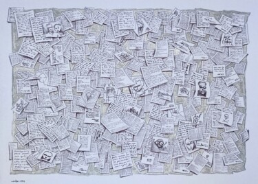 Drawing titled "Old-fashioned notes…" by Milto Sideris, Original Artwork, Ballpoint pen