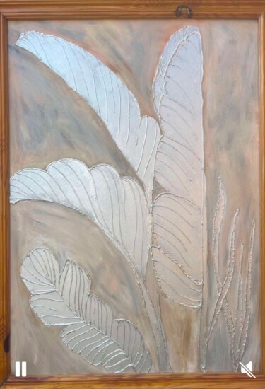 Картина под названием "Feuilles d'argent" - Antanina Galoubets (Antanina Shkradjuk), Подлинное произведение искусства, Акрил…