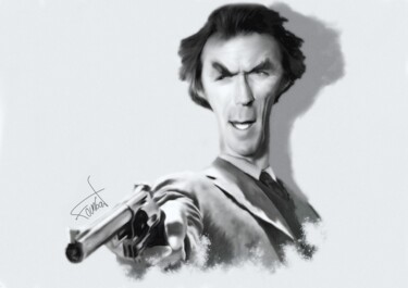 제목이 "clint eastwood"인 디지털 아트 Michel Fourgon로, 원작, 디지털 페인팅