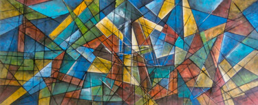 Pittura intitolato "Abstrato cubista-FE…" da Antonio Guimaraes, Opera d'arte originale, Acrilico
