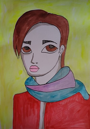 Drawing titled "Hacker" by Ashton Knighting, Original Artwork, Ink