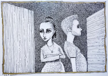Disegno intitolato "No kindred spirits" da Milto Sideris, Opera d'arte originale, Pennarello