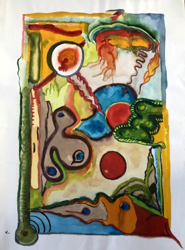 Peinture intitulée "Synthese" par Hans Werner Schneider (Sanferan), Œuvre d'art originale, Aquarelle