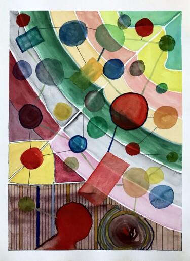 Peinture intitulée "Spielfeld" par Hans Werner Schneider (Sanferan), Œuvre d'art originale, Aquarelle