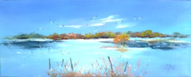 Painting titled "L'étang près de Sig…" by Lyn Lenormand, Original Artwork, Oil