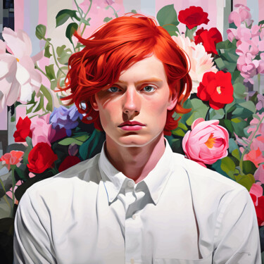 数字艺术 标题为“Portrait Red Haired…” 由Marco Victorino, 原创艺术品, AI生成的图像