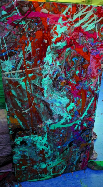 Peinture intitulée "Cosmos" par Saskia Hartog (Femme Caméléon), Œuvre d'art originale, Acrylique Monté sur Panneau de bois