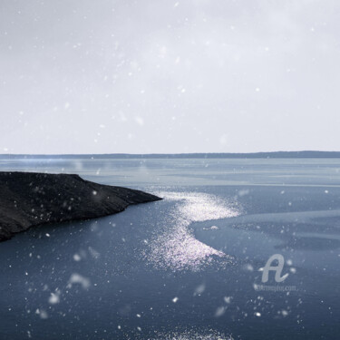 Photography titled "Bay of Pag with Sno…" by Alisa, Original Artwork, Digital Photography Mounted on artwork_cat.