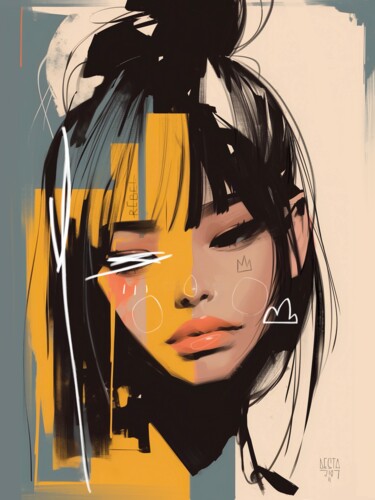 Peinture intitulée "Regard brisé" par Loïc Desta, Œuvre d'art originale, Peinture numérique Monté sur Châssis en bois