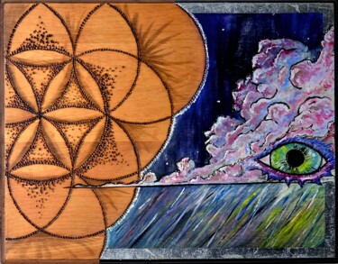 Pittura intitolato "Cloudburn" da Derrick Brown, Opera d'arte originale, Legno