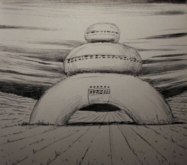 Drawing titled "Abandoned Michelin…" by Milto Sideris, Original Artwork, Ballpoint pen