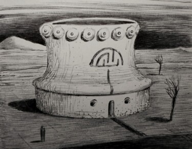 「Abandoned cinema 'T…」というタイトルの描画 Milto Siderisによって, オリジナルのアートワーク, ボールペン